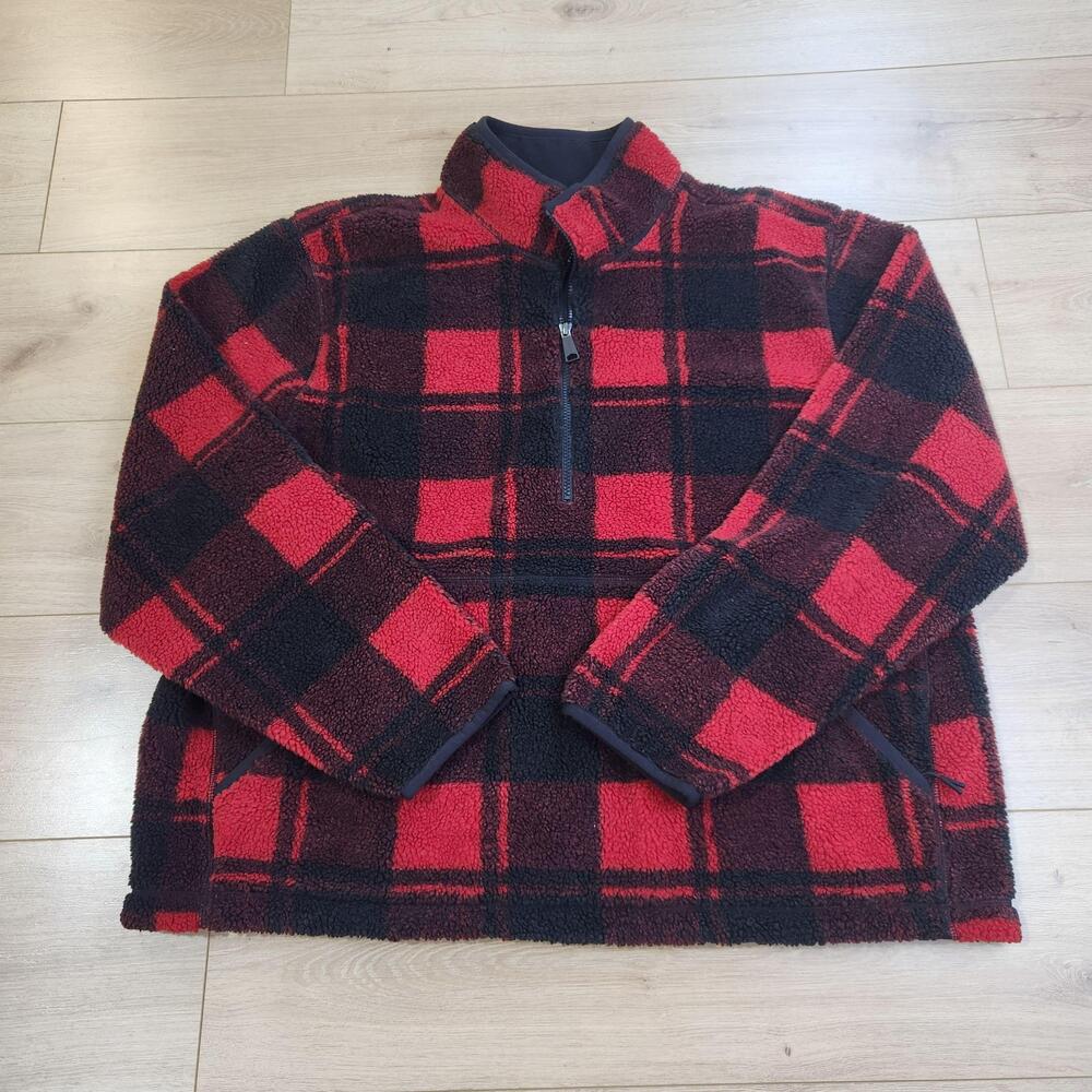 Carhartt Fairbanks Loose Fit Fleece Pullover Mens 2XL Buffalo Plaid 1/2 Zip